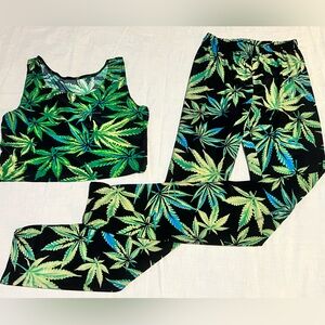 Women's Leaf Print Leggings Set
